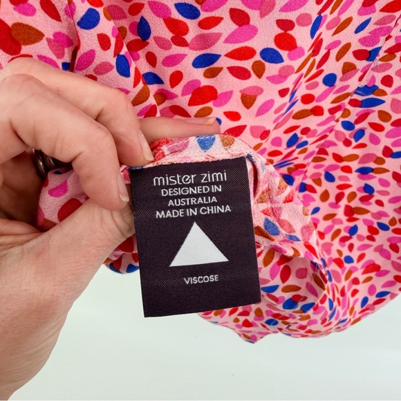 Mister Zimi Pink and Red Patterned Short Sleeve Top - Picture 5 of 5